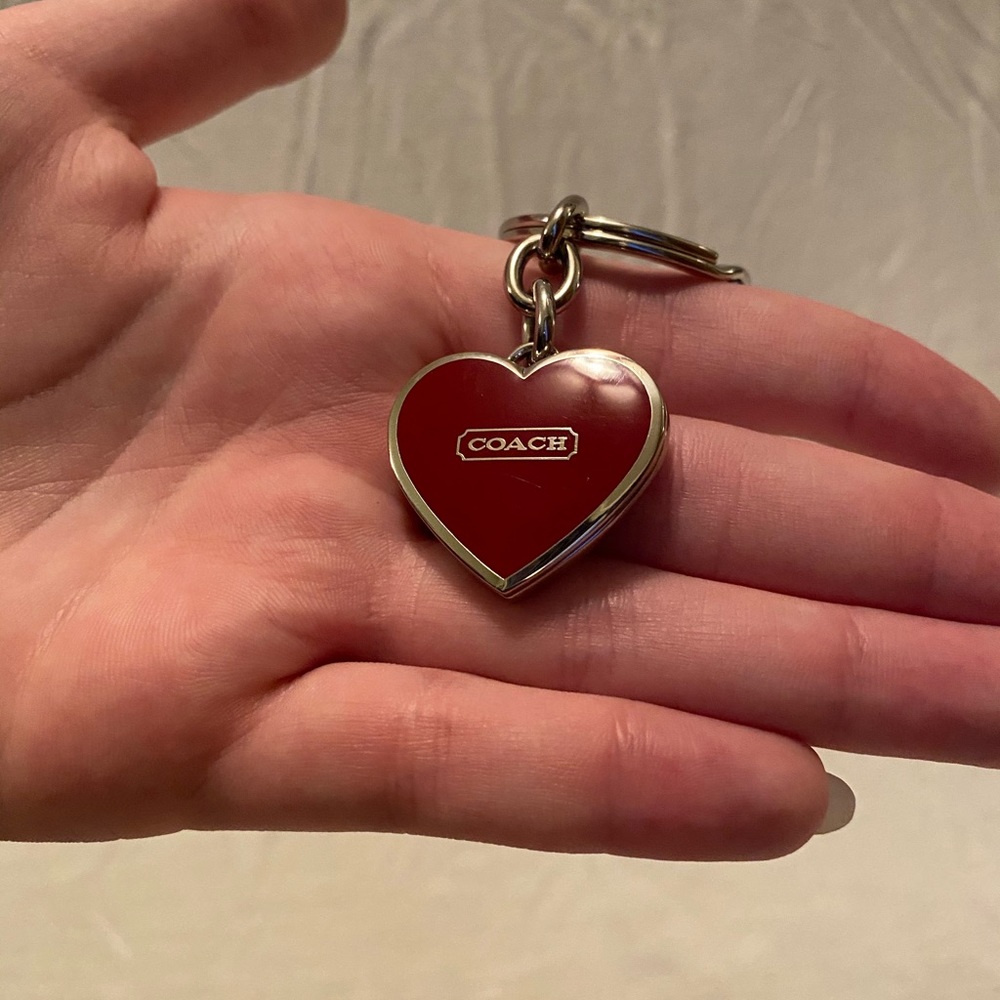Coach Enamel Heart keychain locket NEW